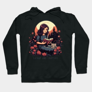 Girl with Cat Reading Book Moonlight Catnap Hoodie